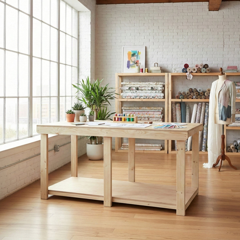 Wooden Workbench Eucalyptus Hardwood Top Depth-3ft - SGP Garden Ltd