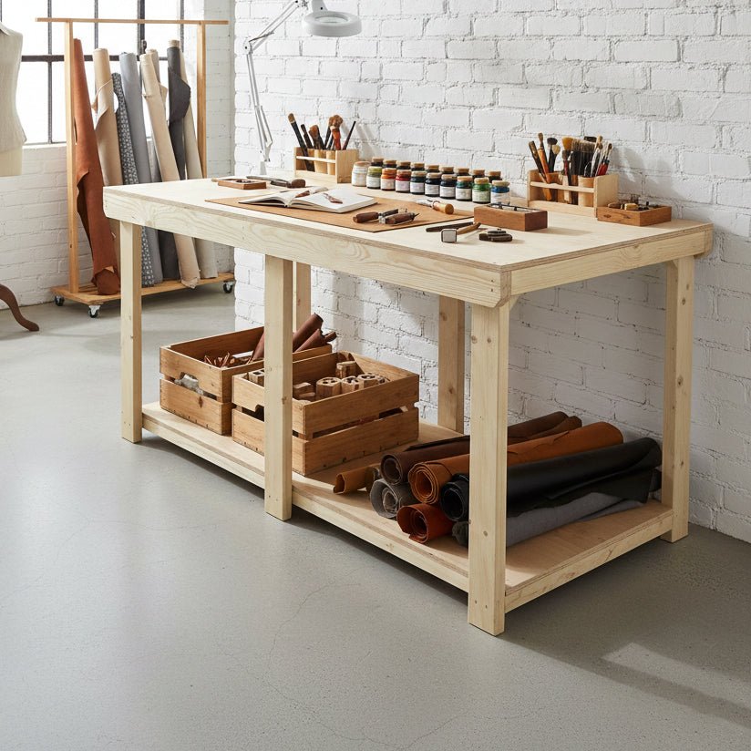 Wooden Workbench Eucalyptus Hardwood Top Depth-3ft - SGP Garden Ltd