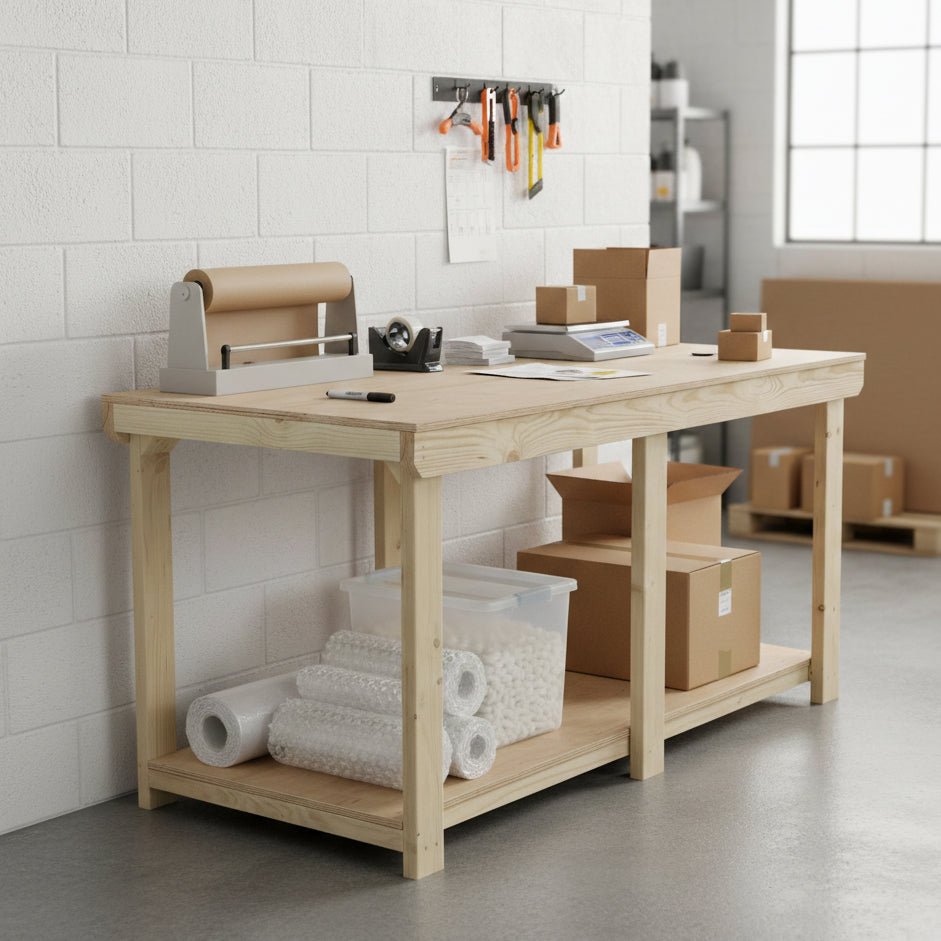 Wooden Workbench Eucalyptus Hardwood Top Depth-3ft - SGP Garden Ltd