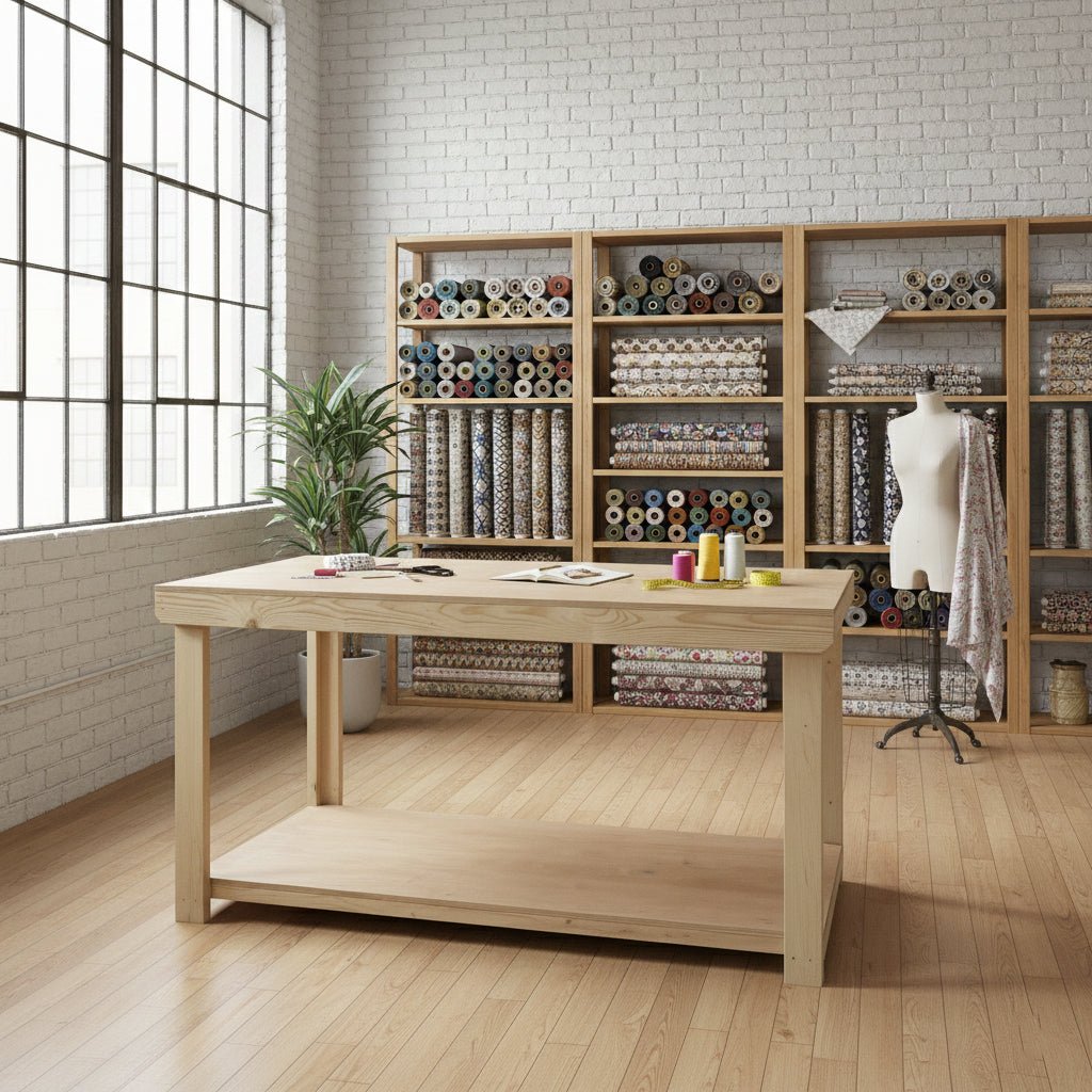 Wooden Workbench Eucalyptus Hardwood Top Depth-3ft - SGP Garden Ltd