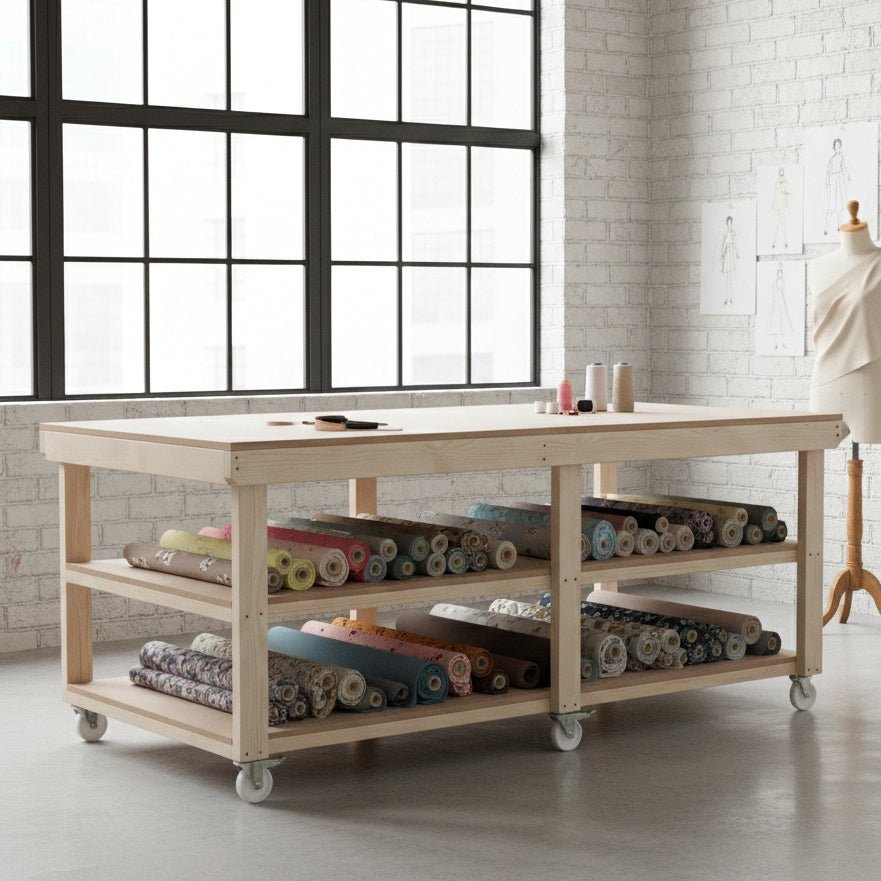 Wooden Workbench MDF Top Depth-4ft With Wheels and Double Shelf - SGP Garden Ltd