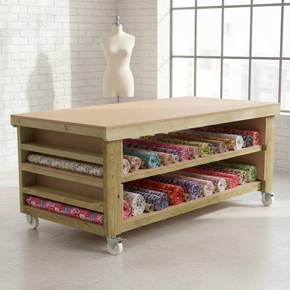 Wooden Workbench MDF Top with Extra shelving Depth-4ft With Double Shelf - SGP Garden Ltd