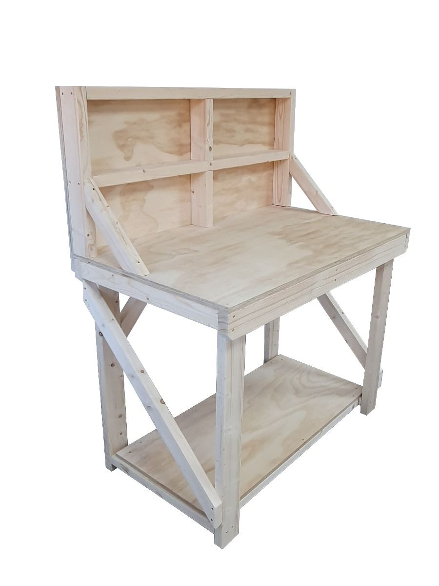 Wooden Workbench Superior Strength 18mm Plywood Top With Back Panel - SGP Garden Ltd