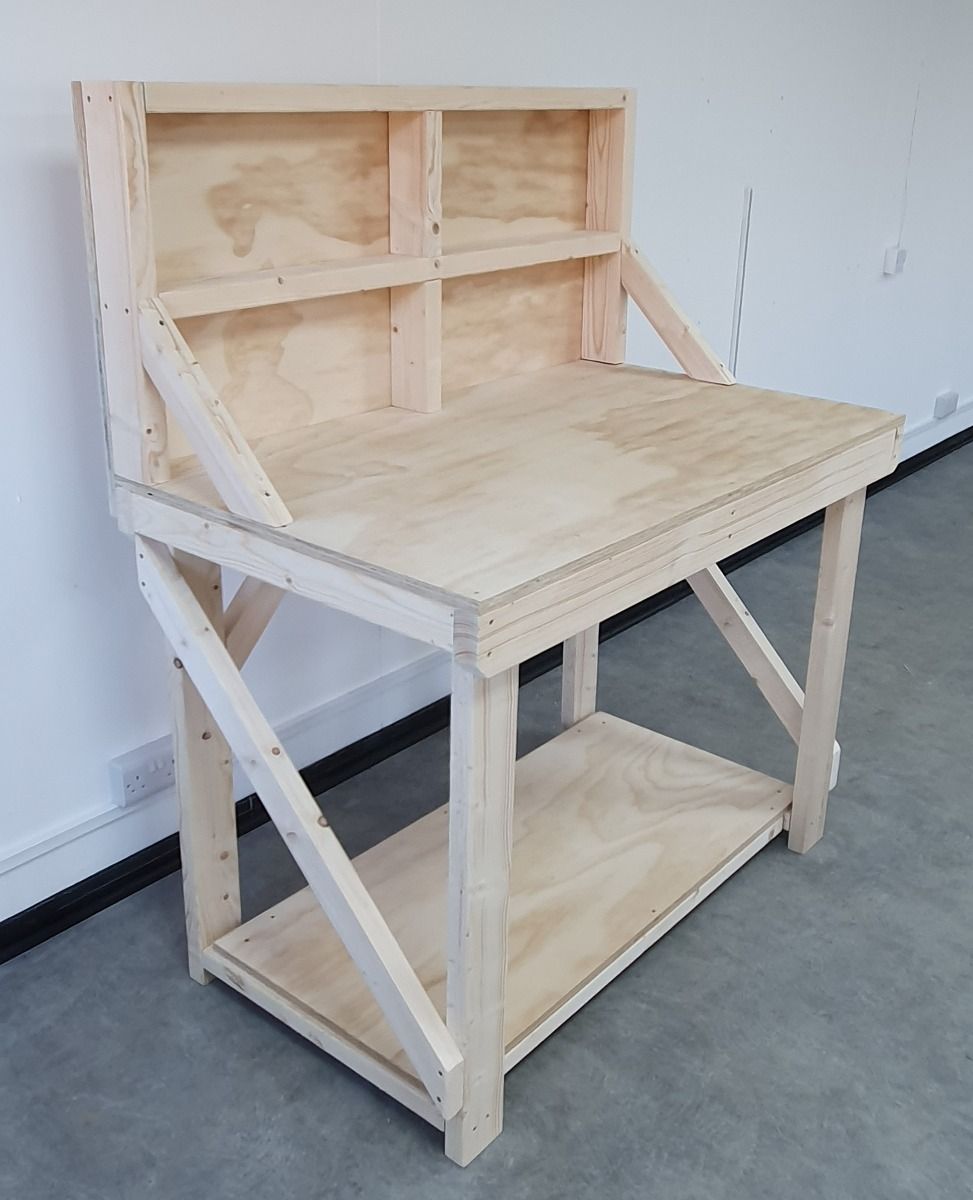 Wooden Workbench Superior Strength 18mm Plywood Top With Back Panel - SGP Garden Ltd