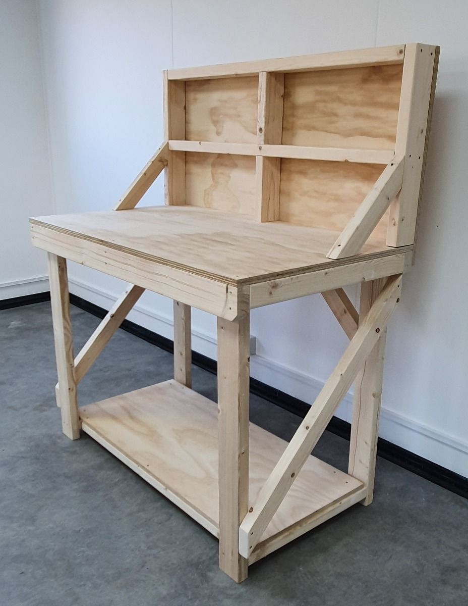 Wooden Workbench Superior Strength 18mm Plywood Top With Back Panel - SGP Garden Ltd