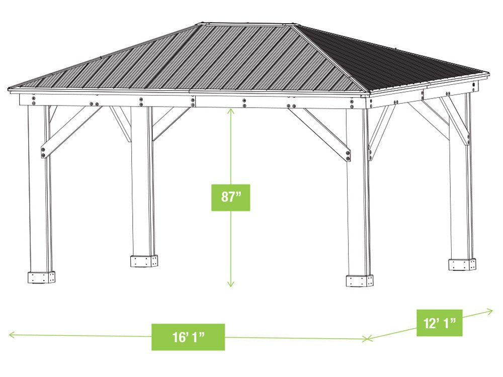 Yardistry Wooden Gazebo 12ft x 16ft (3.7m x 4.9m) - SGP Garden Ltd