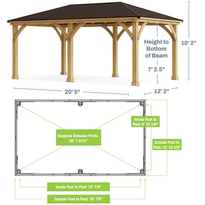 Yardistry Wooden Gazebo 12ft x 20ft (3.7 x 6.2m) - SGP Garden Ltd