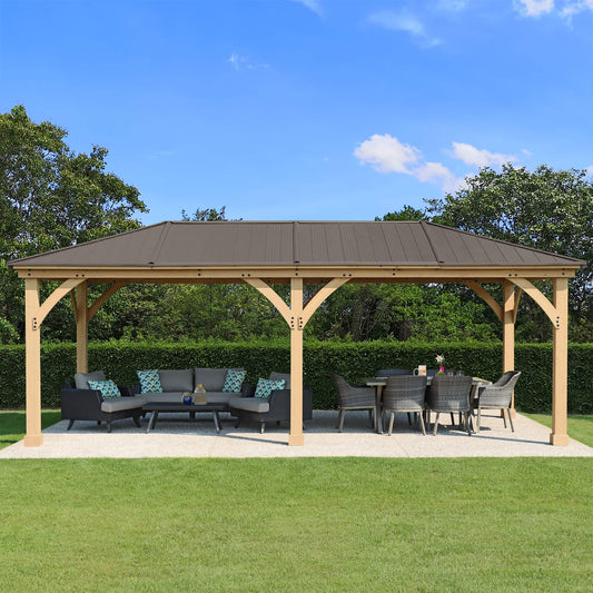 Yardistry Wooden Gazebo 12ft x 24ft (3.7m x 7.4m) - SGP Garden Ltd