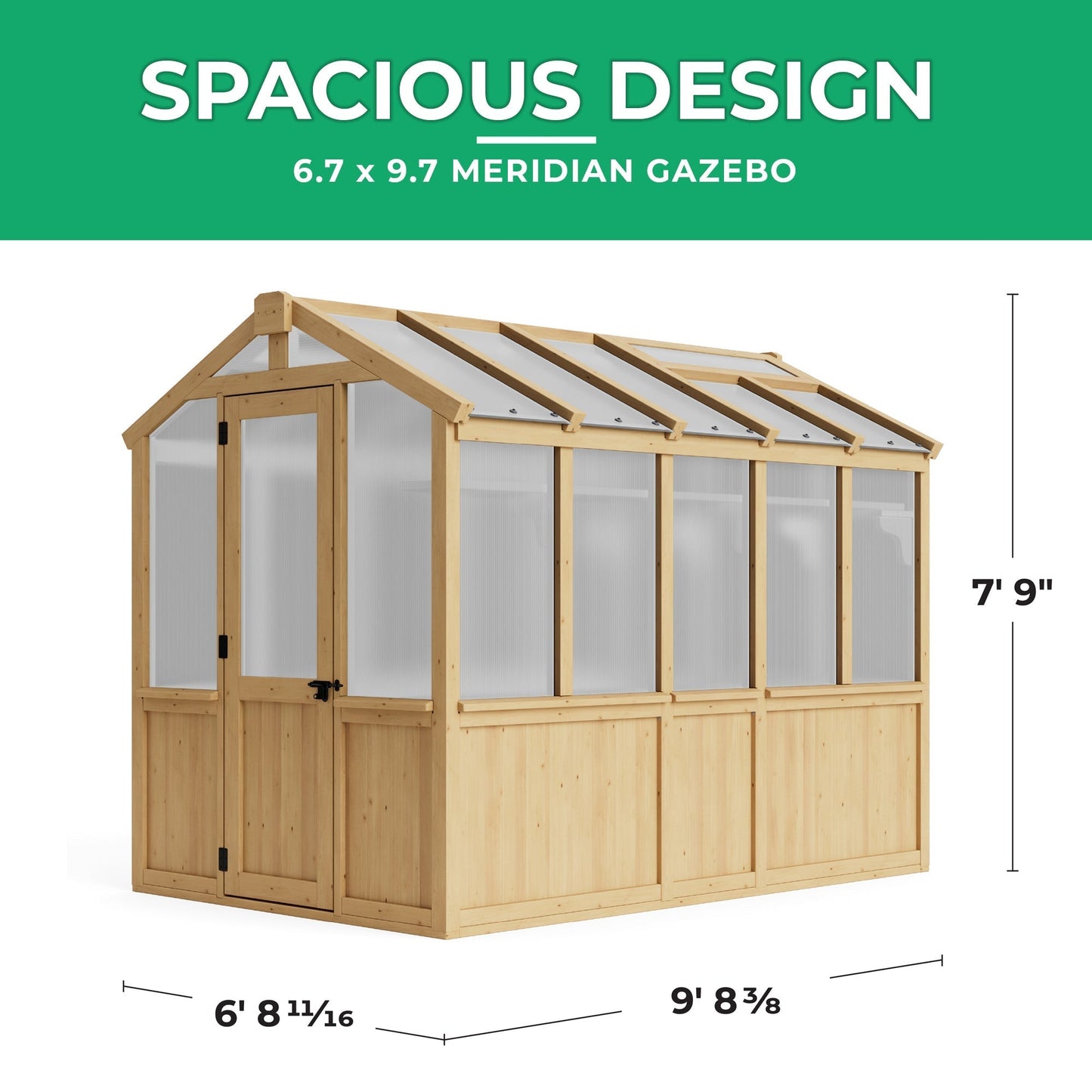 Yardistry Wooden Greenhouse 6.7ft x 9.7ft (2.04m x 2.9m) - SGP Garden Ltd