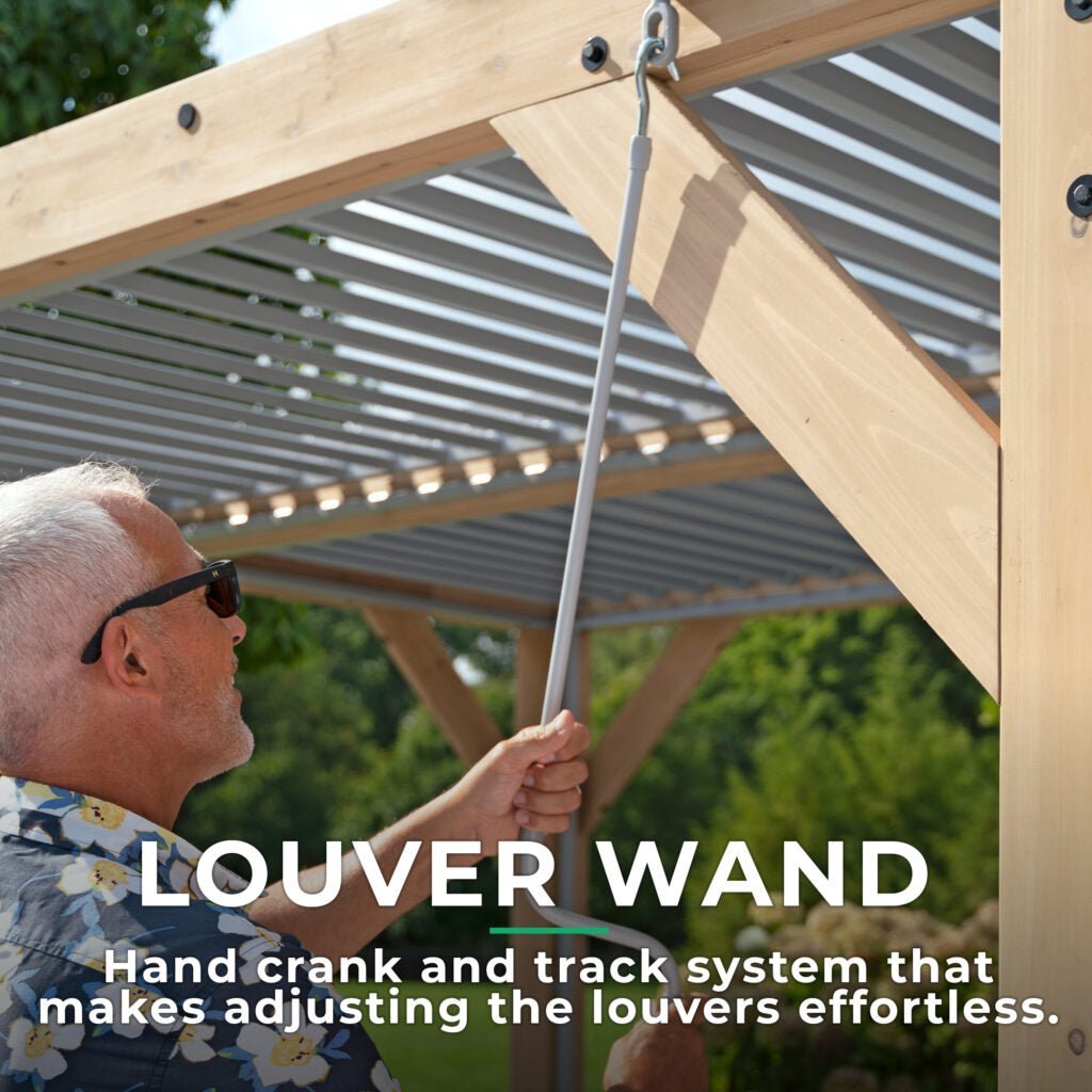Yardistry Wooden Pergola 10ft x 20ft (3m x 6m) with Louvered Roof - SGP Garden Ltd