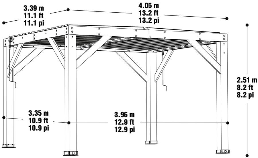 Yardistry Wooden Pergola 13ft x 11ft (4m x 3.4m) With Louvered Roof - SGP Garden Ltd