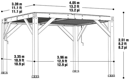 Yardistry Wooden Pergola 13ft x 11ft (4m x 3.4m) With Louvered Roof - SGP Garden Ltd