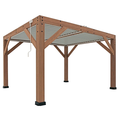 Yardistry Wooden Pergola 13ft x 11ft (4m x 3.4m) With Louvered Roof - SGP Garden Ltd