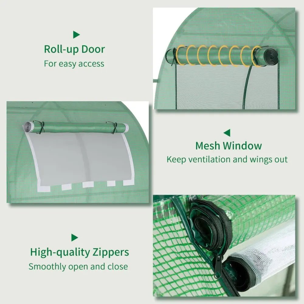 Year-Round Polytunnel Greenhouse | Extend Growing Season | Steel Frame | Roll-Up Doors & Window - SGP Garden Ltd