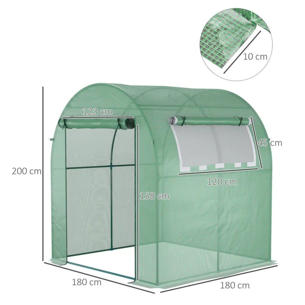 Year-Round Polytunnel Greenhouse | Extend Growing Season | Steel Frame | Roll-Up Doors & Window | UV Protection | 1.8x1.8x2m - SGP Garden Ltd