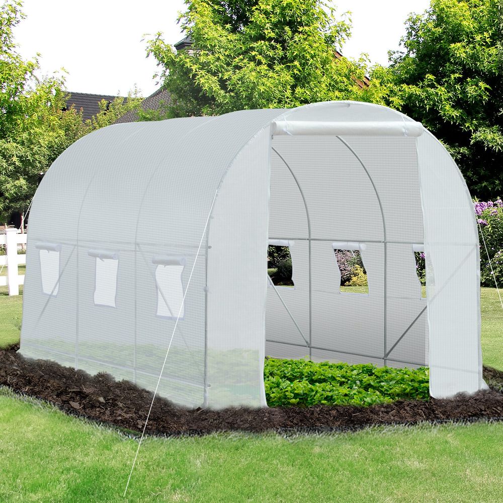 Year-Round Walk-In Poly Tunnel Greenhouse - Large Size, Galvanized Steel Frame - Ideal for Gardeners, Protects Plants From Weather - SGP Garden Ltd