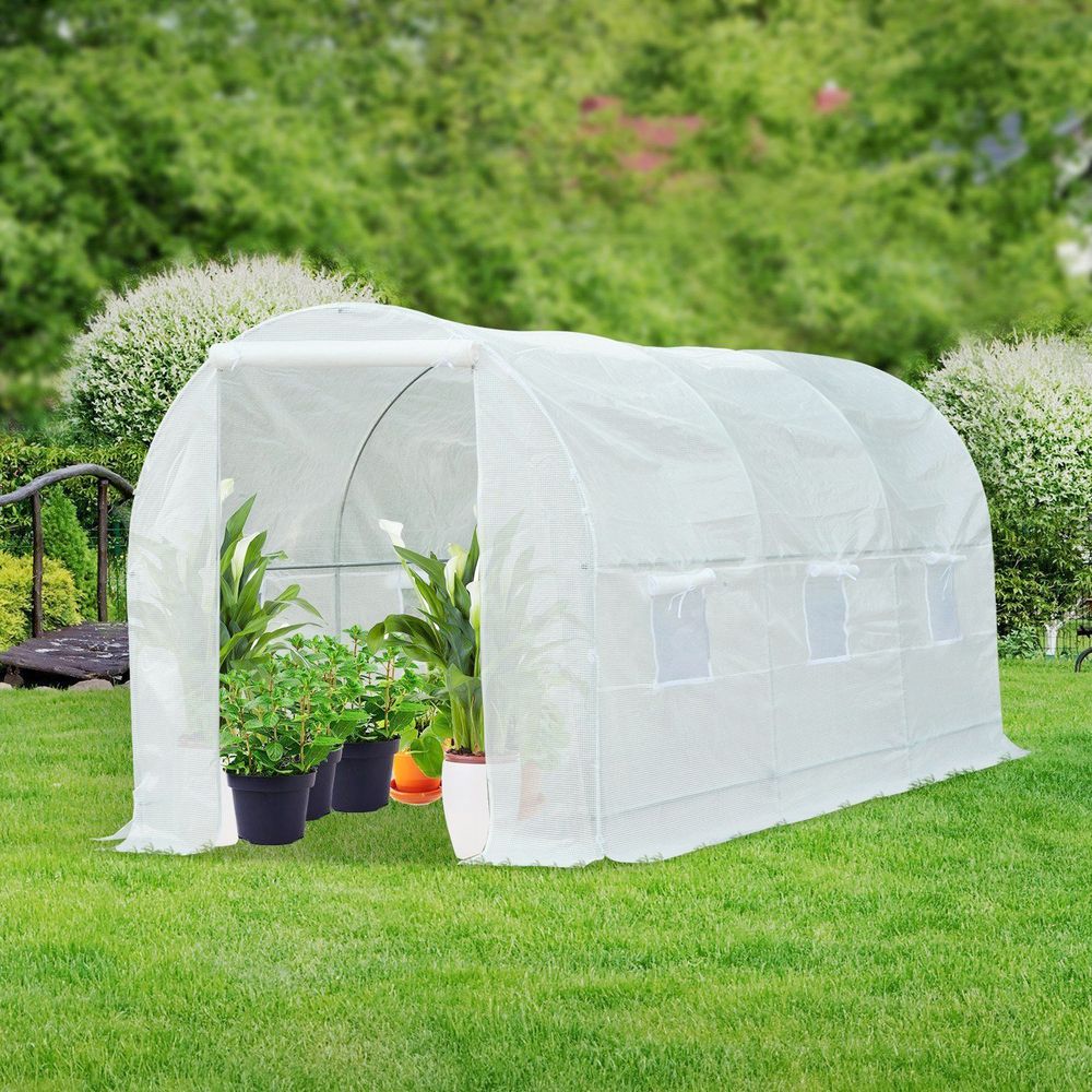 Year-Round Walk-In Poly Tunnel Greenhouse - Large Size, Galvanized Steel Frame - Ideal for Gardeners, Protects Plants From Weather - SGP Garden Ltd