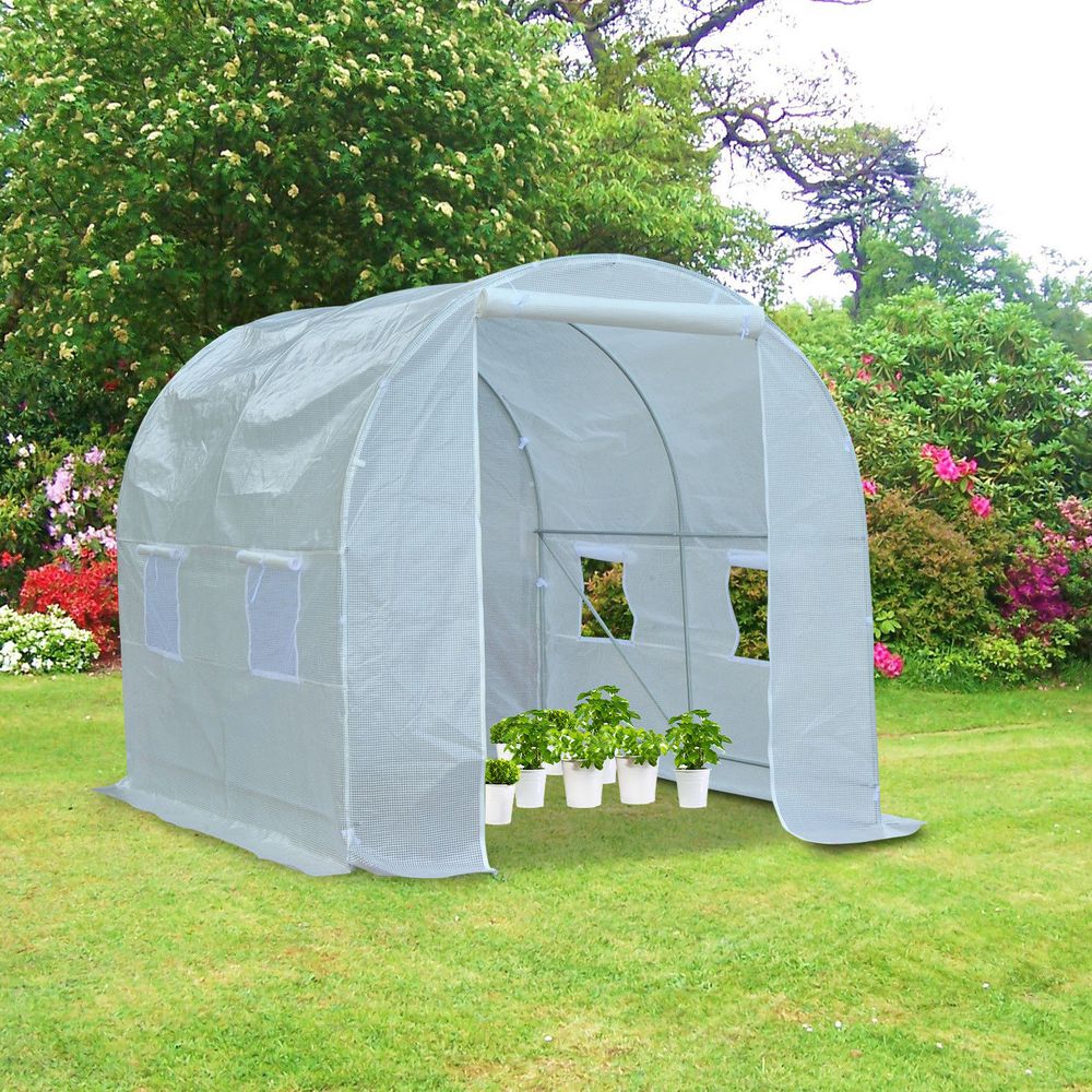 Year-Round Walk-In Poly Tunnel Greenhouse - Large Size, Galvanized Steel Frame - Ideal for Gardeners, Protects Plants From Weather - SGP Garden Ltd